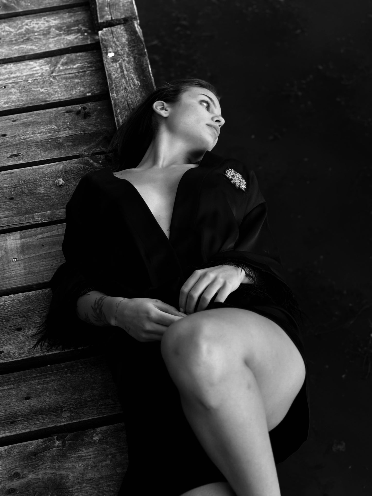 Black Robe with Feathers